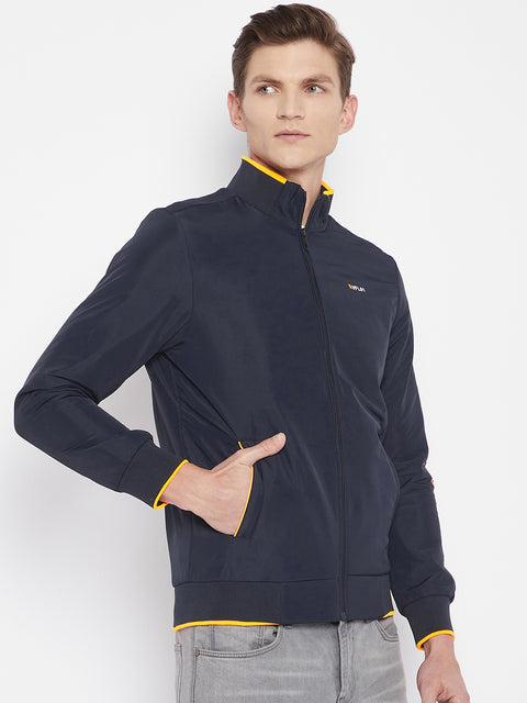 Mens Navy Full Sleeve Zipper Jacket - Camey Shop