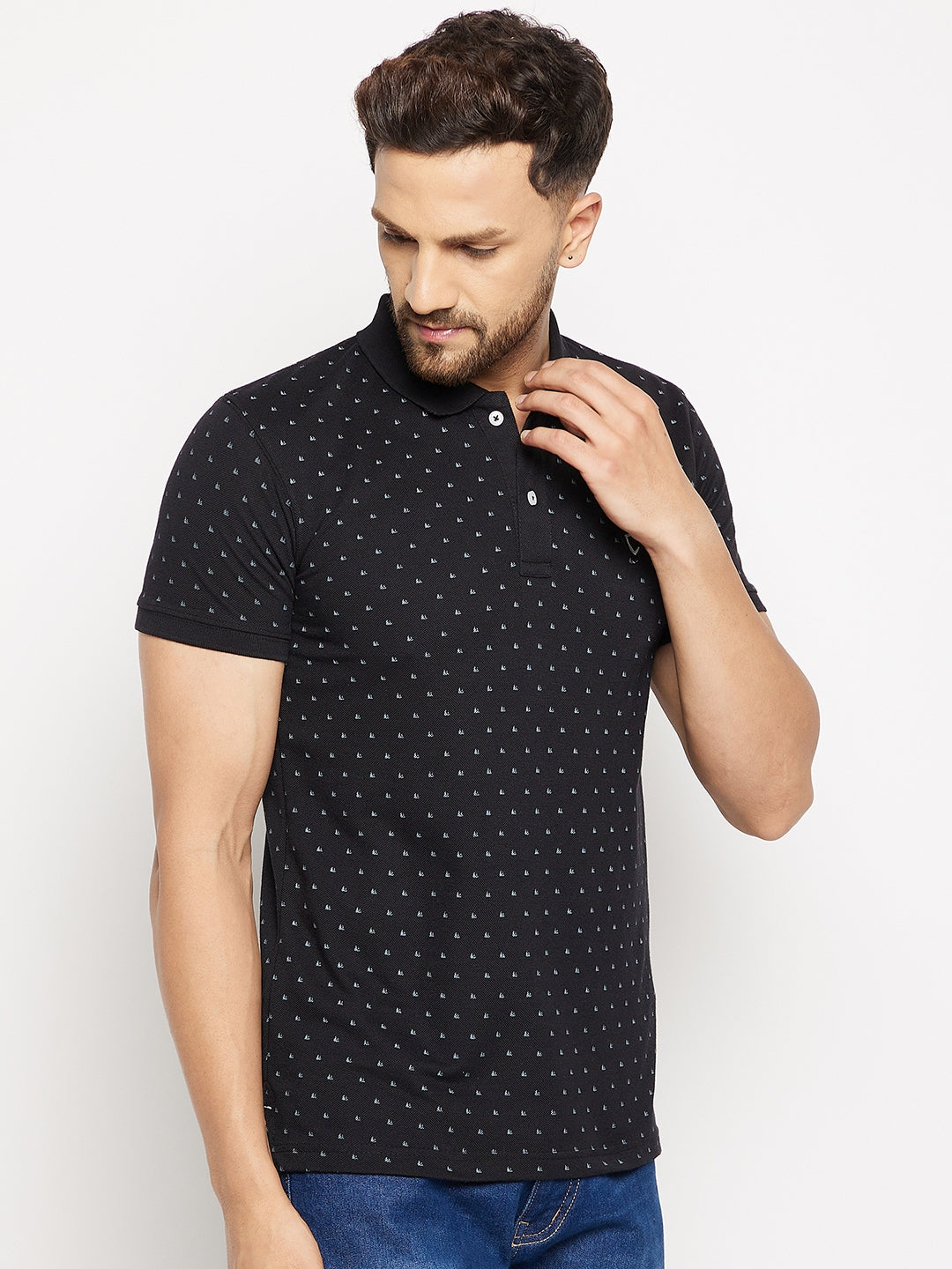 Camey Men's Printed Half Sleeves Cotton Front Button T-Shirt - Camey Shop