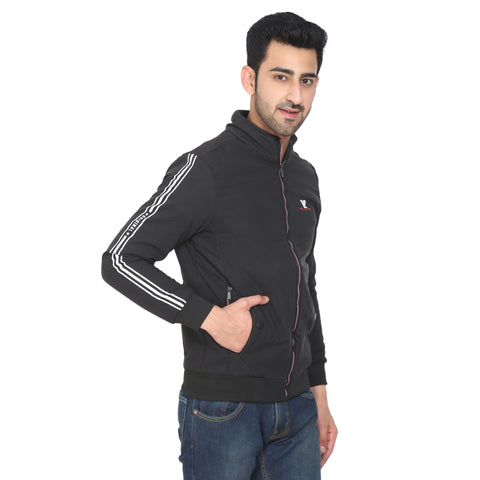 Mens Black Full Sleeve Zipper Jacket - Camey Shop