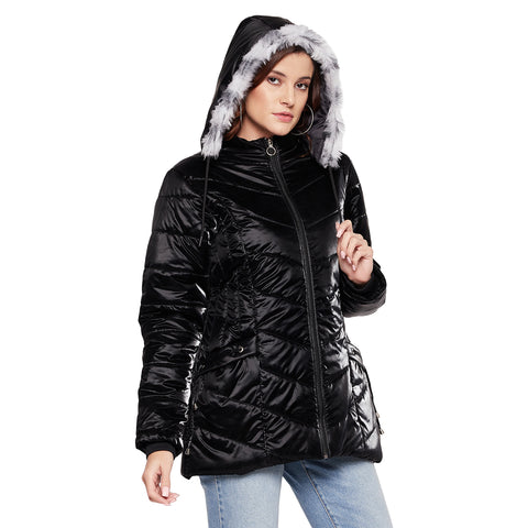 Camey Women's Regular Fit Hodded Bomber Jacket For Winter Wear |Full Sleeve | Zipper | Casual Jacket For Woman & Girl | Western Stylish Jacket For Women - Camey Shop