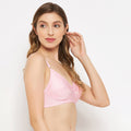 Womens Non Padded Non Wired Solid Full Coverage Pink Bra - Camey Shop