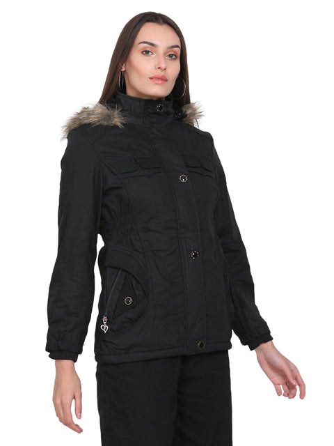 Women's Solid Black Jacket - Camey Shop