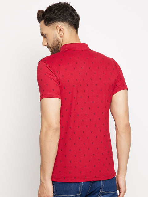 Camey Men's Printed Half Sleeves Cotton Front Button T-Shirt - Camey Shop