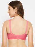 Womens Non Padded Non Wired Solid Full Coverage Coral Bra - Camey Shop