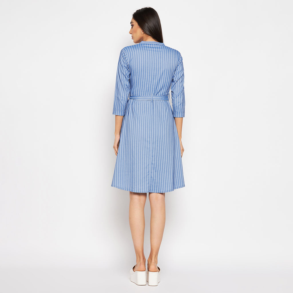 Camey Women Striped Cotton Shirt Mini Dress - Camey Shop