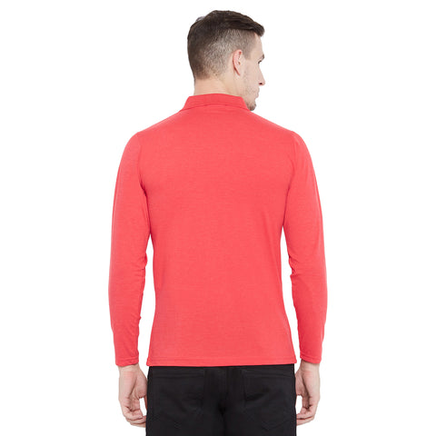 Men's Red Full Sleeves Cotton Polo T-Shirt - Camey Shop