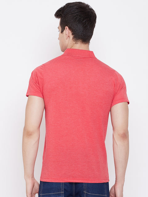 Men's D.Pink Half Sleeves Cotton Polo T-Shirt - Camey Shop