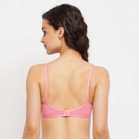 Womens Non Padded Non Wired Solid Full Coverage Coral Bra with Detachable Straps - Camey Shop