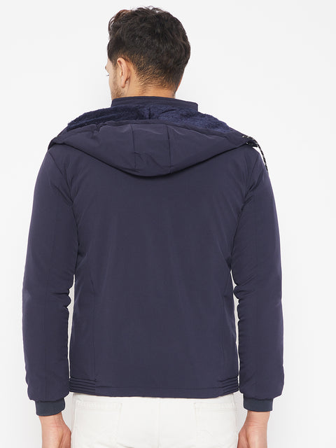 Mens Navy Full Sleeve Solid Jacket - Camey Shop