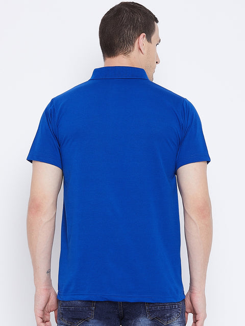 Men's Royal Blue Half Sleeves Cotton Polo T-Shirt - Camey Shop