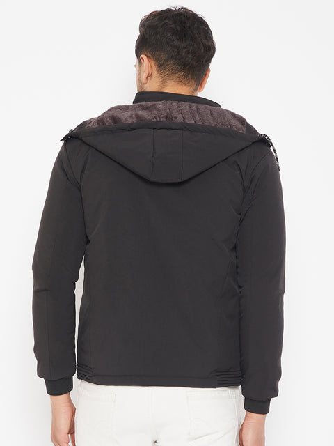 Mens Black Full Sleeve Solid Jacket - Camey Shop