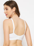 Womens Non Padded Non Wired Solid Full Coverage White Bra - Camey Shop