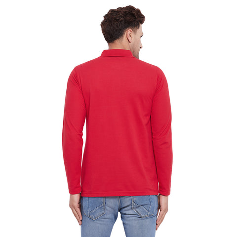 Men's Cotton Matte Full Sleeve Polo Collar T-Shirt