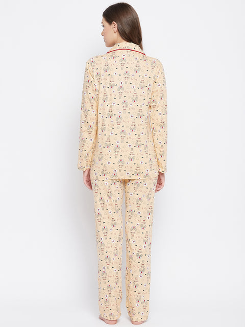Lemon Print Me Pretty Button Me Up Shirt & Bottom Set in Cotton - Camey Shop