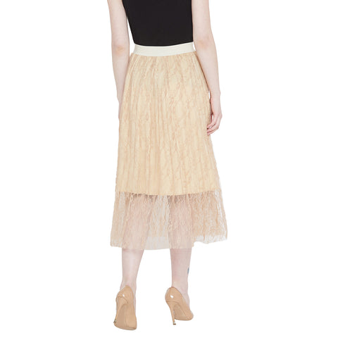 Camey Women Self Design A-line Beige Skirt - Camey Shop