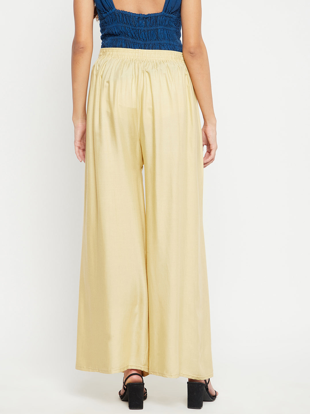 Women Cotton Beige Palazzo - Camey Shop