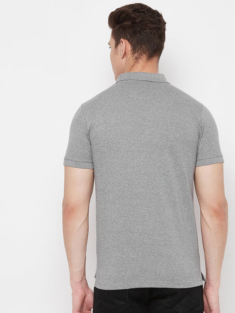 Men's Pebble Grey Half Sleeves Cotton Polo T-Shirt - Camey Shop