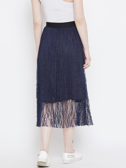 Women Self Design A-line Dark Blue Skirt - Camey Shop