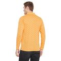 Men's Dark Yellow Full Sleeves Cotton Polo Printed T-Shirt - Camey Shop