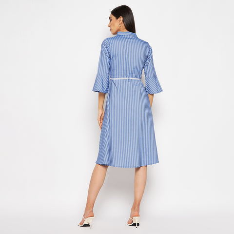 Camey Women Striped Cotton Shirt Mini Dress - Camey Shop