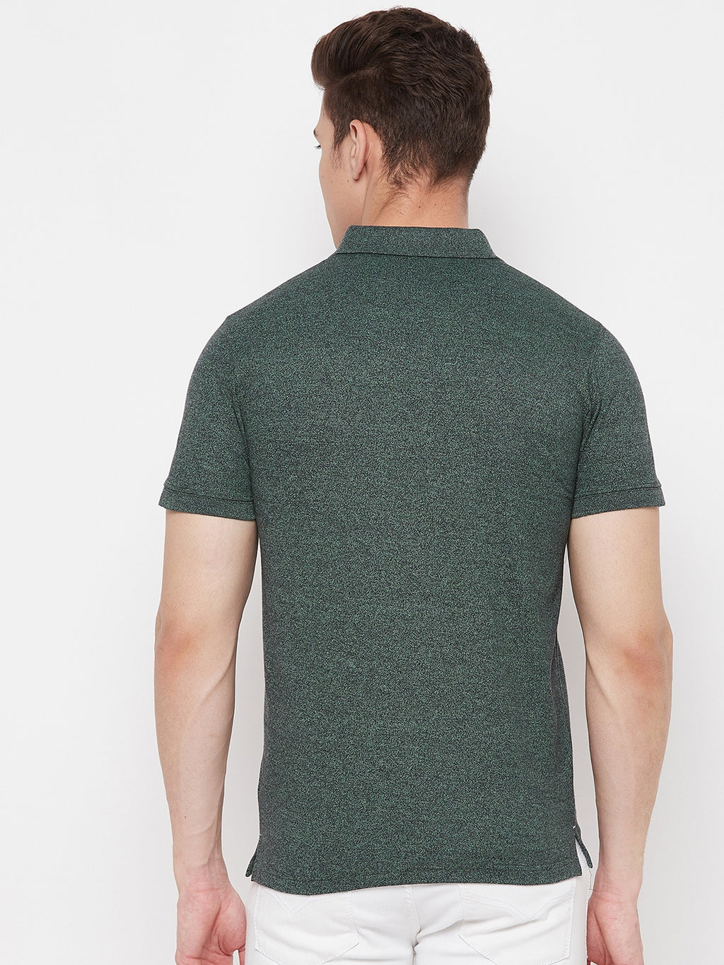 Men's Shadow Green Half Sleeves Cotton Polo T-Shirt - Camey Shop