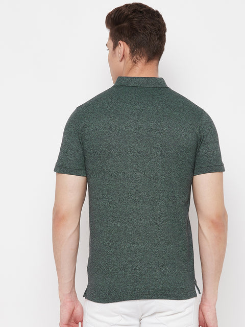 Men's Shadow Green Half Sleeves Cotton Polo T-Shirt - Camey Shop