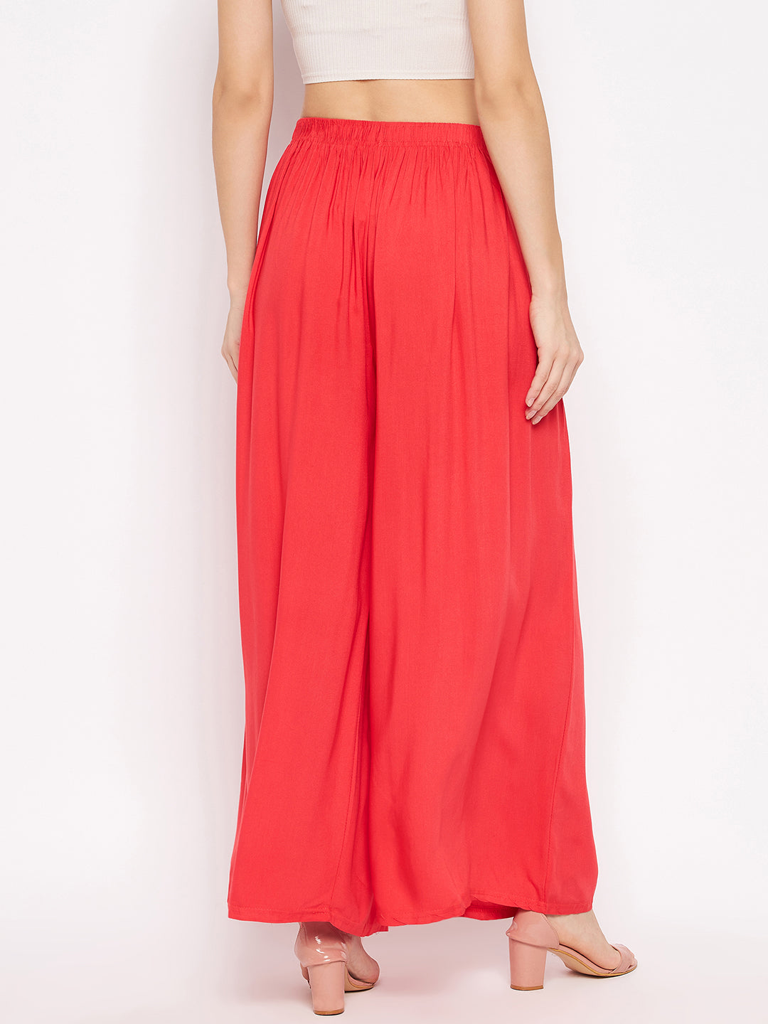 Women Cotton Red Palazzo - Camey Shop