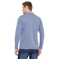 Men's Grey Blue Full Sleeves Cotton Polo Printed T-Shirt - Camey Shop