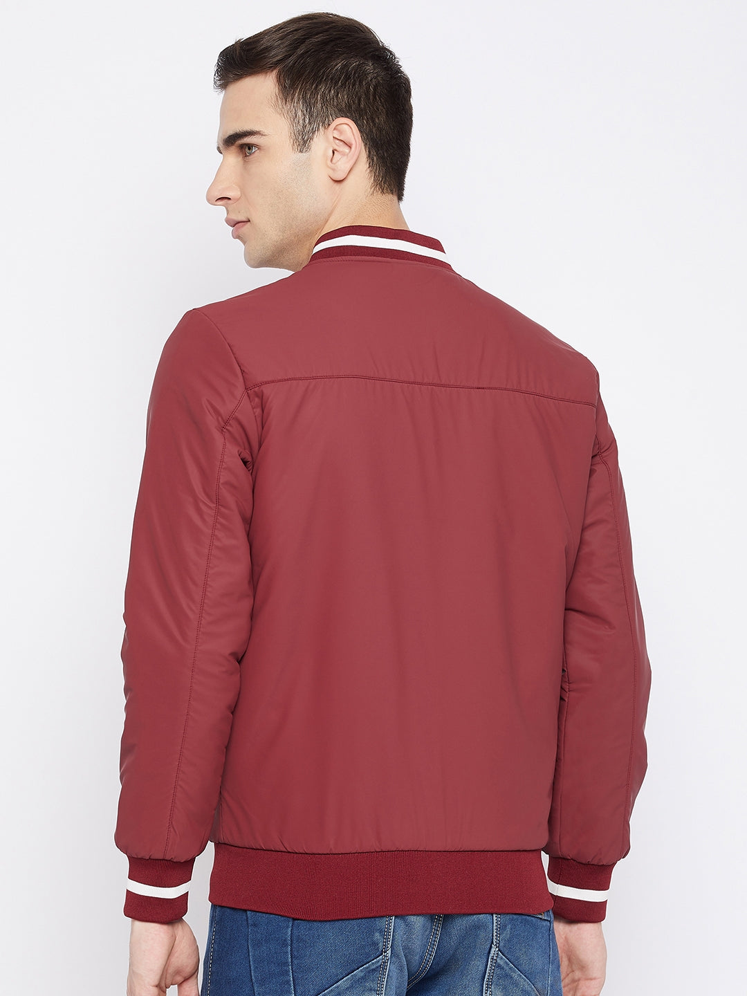 Mens Maroon Full Sleeve Zipper Jacket - Camey Shop