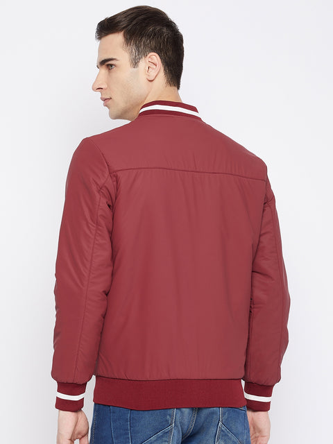 Mens Maroon Full Sleeve Zipper Jacket - Camey Shop