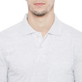 Men's Grey White Full Sleeves Cotton Polo T-Shirt - Camey Shop