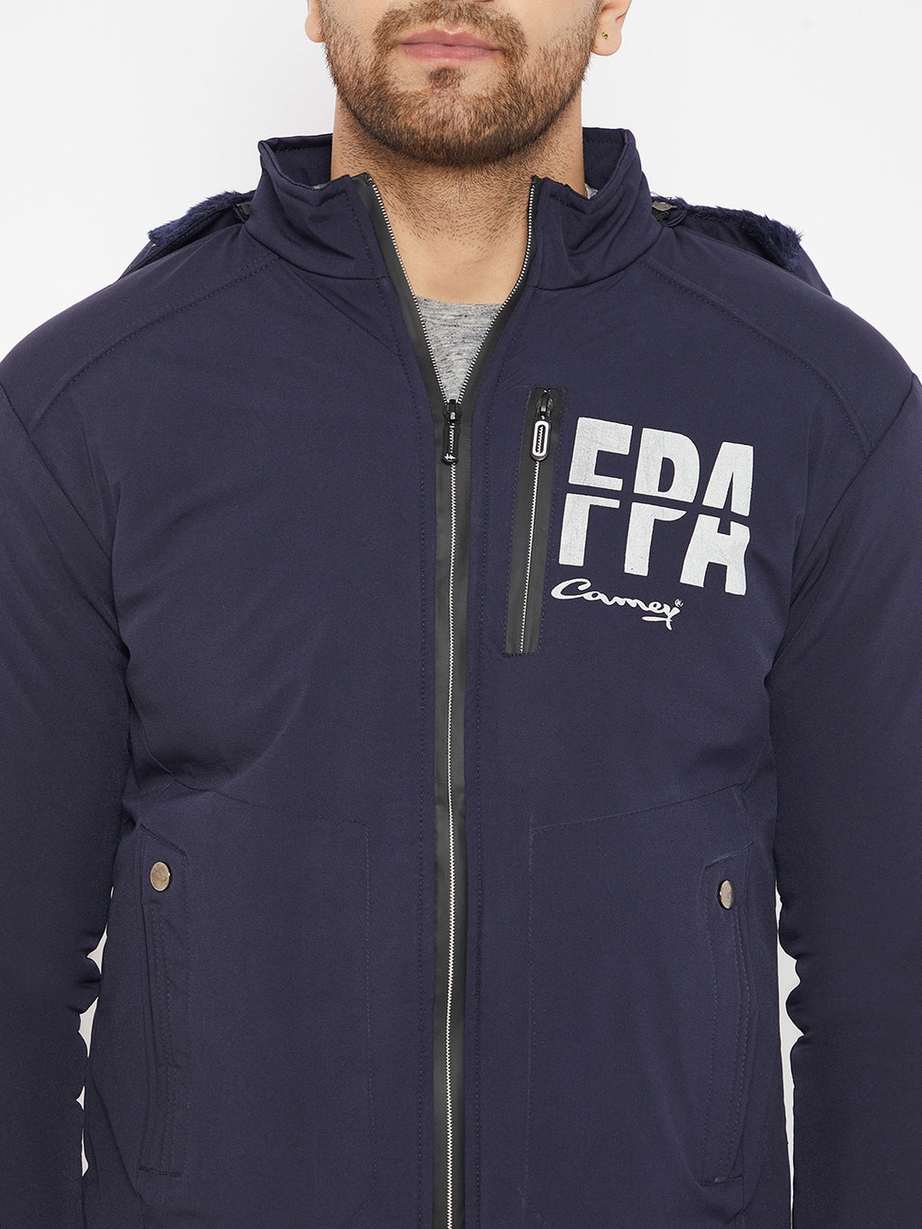 Mens Navy Full Sleeve Solid Jacket - Camey Shop