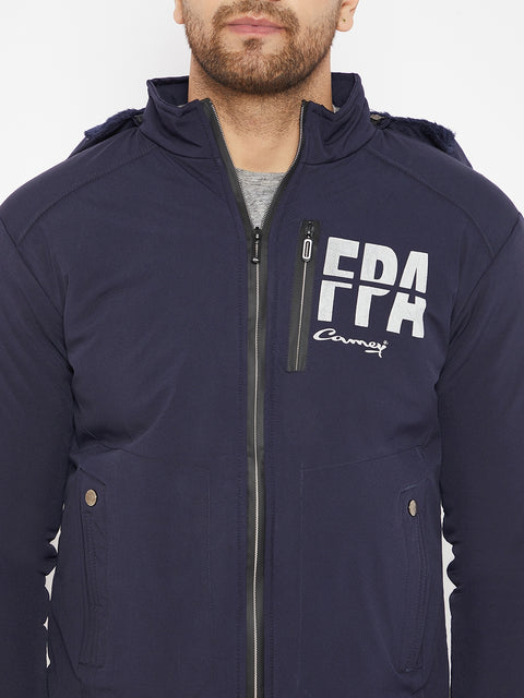 Mens Navy Full Sleeve Solid Jacket - Camey Shop