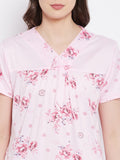 Floral Print Top & Pyjama Set In Pink - Camey Shop