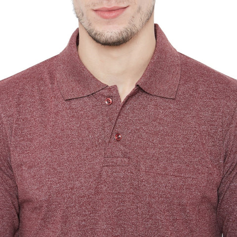 Men's Coffee Full Sleeves Cotton Polo T-Shirt - Camey Shop