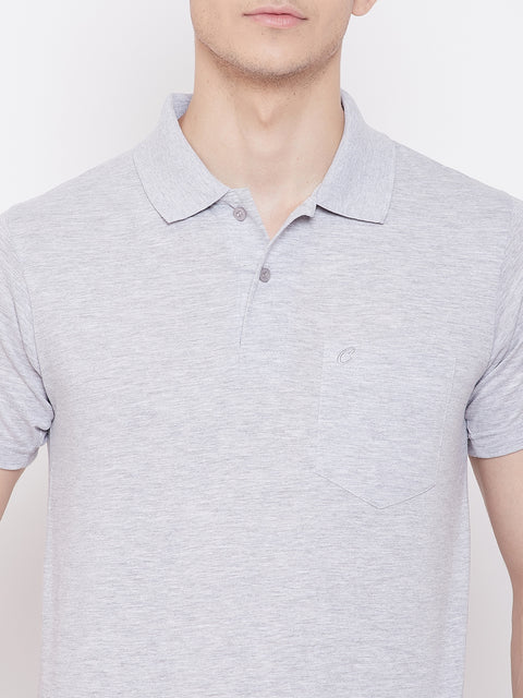 Men's L.Grey Half Sleeves Cotton Polo T-Shirt - Camey Shop