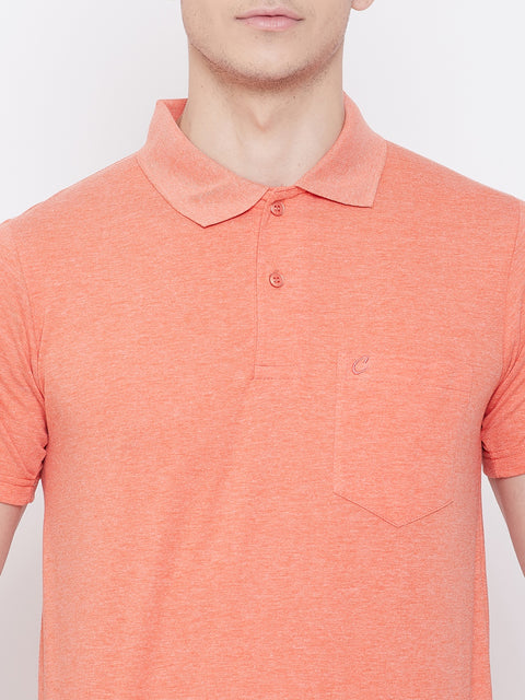 Men's Orange Half Sleeves Cotton Polo T-Shirt - Camey Shop