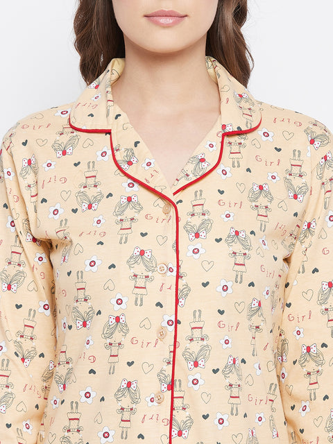 Lemon Print Me Pretty Button Me Up Shirt & Bottom Set in Cotton - Camey Shop