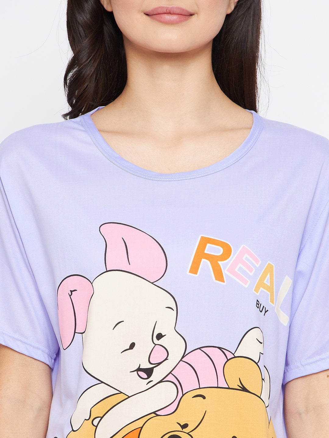 Text & Graphic Print Top & Pyjama Set In - Lavender - Camey Shop
