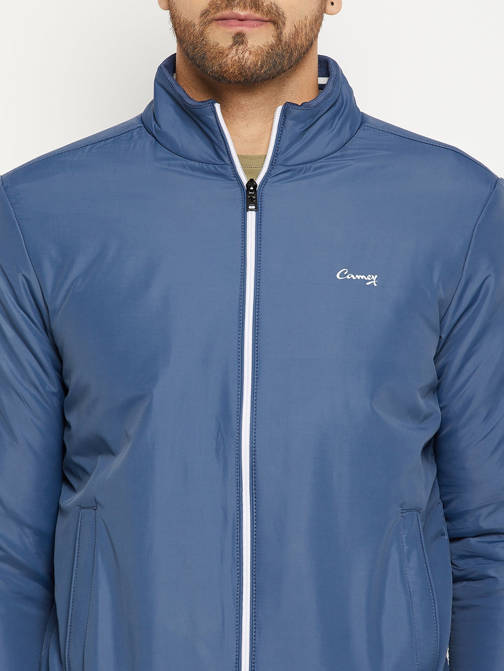 Mens  Blue Full Sleeve Zipper Jackets - Camey Shop