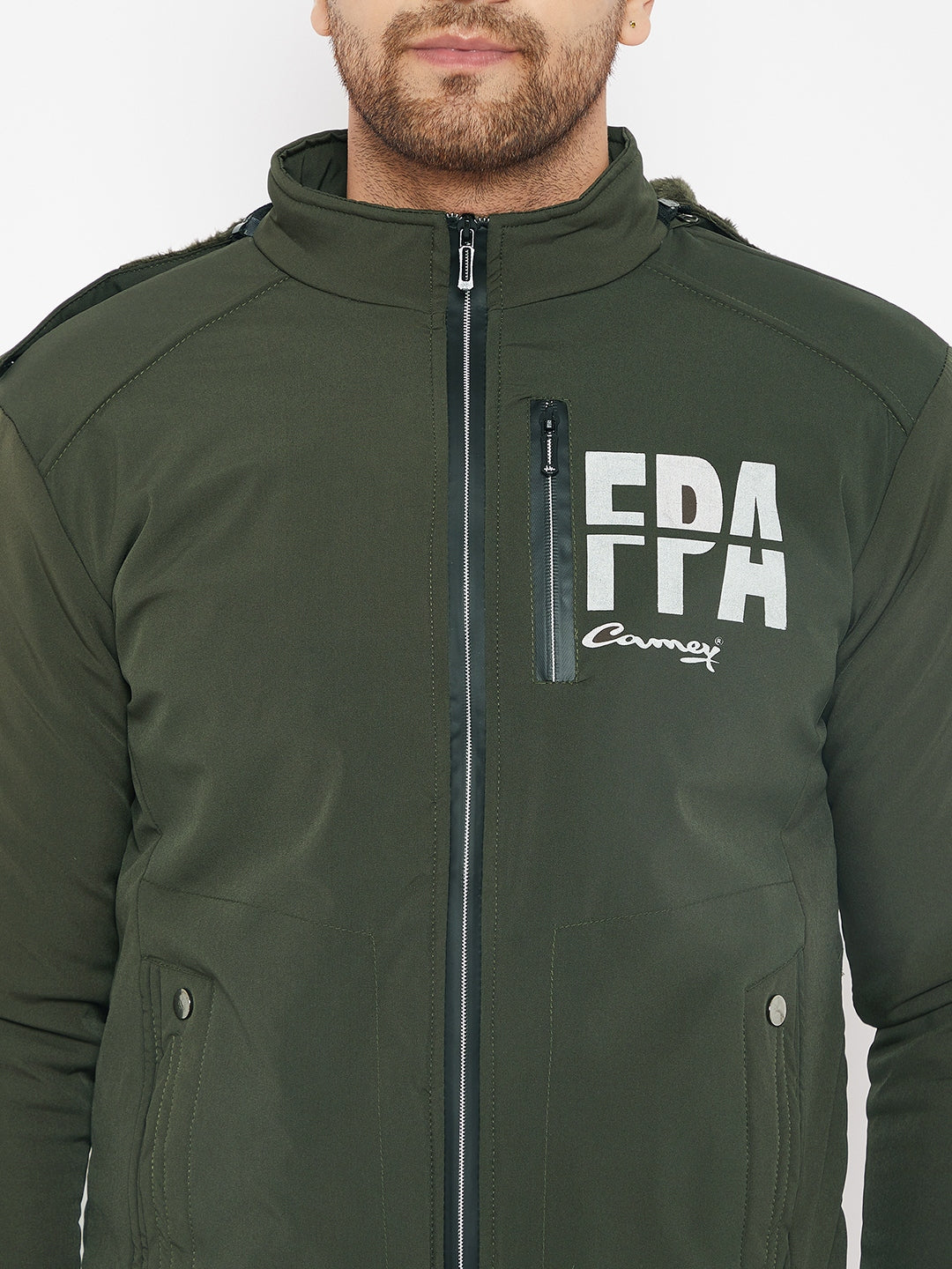 Mens Dark Green Full Sleeve Solid Jacket - Camey Shop