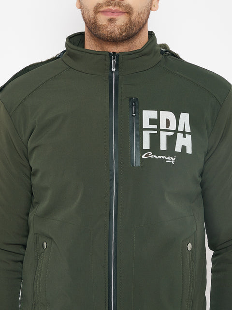 Mens Dark Green Full Sleeve Solid Jacket - Camey Shop