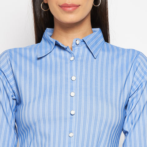 Camey Women Striped Cotton Shirt Mini Dress - Camey Shop