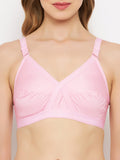 Womens Non Padded Non Wired Solid Full Coverage Pink Bra - Camey Shop