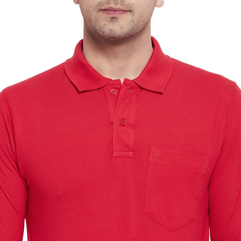 Men's Cotton Matte Full Sleeve Polo Collar T-Shirt