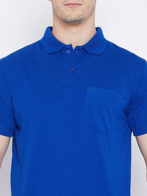 Men's Royal Blue Half Sleeves Cotton Polo T-Shirt - Camey Shop