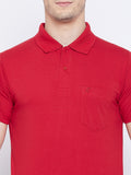 Men's Red Half Sleeves Cotton Polo T-Shirt - Camey Shop