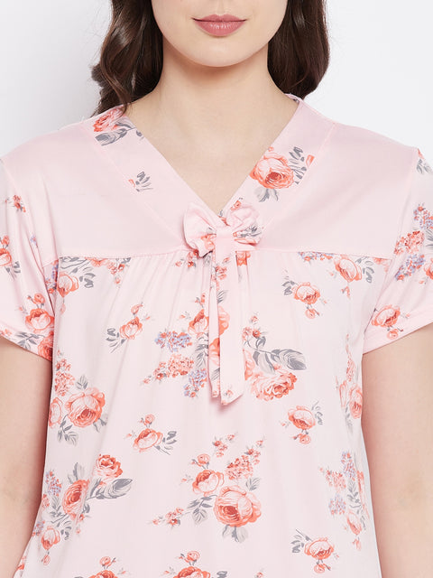 Floral Print Top & Pyjama Set In Rose Pink - Camey Shop
