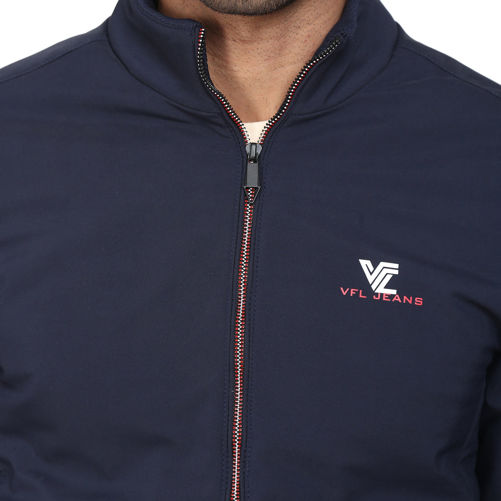 Mens Navy Full Sleeve Zipper Jacket - Camey Shop
