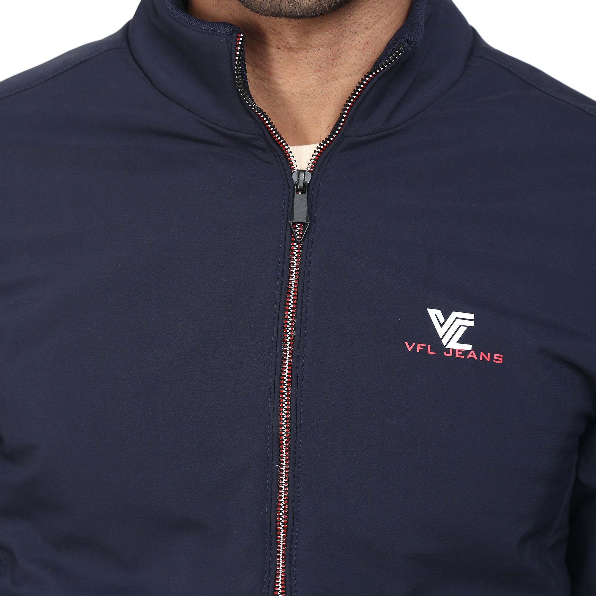 Mens Navy Full Sleeve Zipper Jacket - Camey Shop